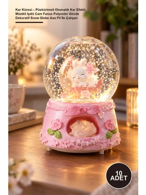 Yenilig 10 Adet Kar Küresi – Püskürtmeli Otomatik Kar Efekti, Müzikli Işıklı Cam Fanus Polyester Gövde Dekoratif Snow Globe Aaa Pil Ile Çalışan