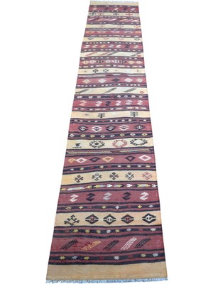 Kilim Antik El Dokuması Pastel Malatya Yolluk Yün Kilim 1886 - Vintage - Çok Renkli