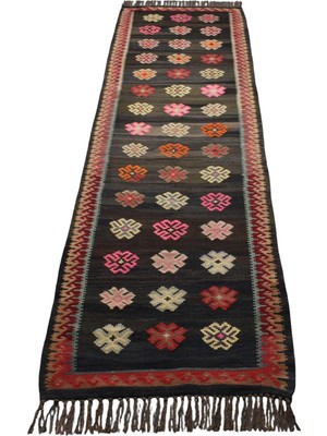 Zehra Abla Halı El Dokuma Görkemli Çiçekli Kirman Karabağ Yolluk Yün Kilim 7531