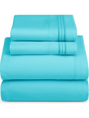 Str Store Rv Kısa Queen Boy Çarşaf - 4 Parça Yatak Çarşafı Seti, Otel Lüks Çift Fırçalı Yatak Çarşafları - Ekstra Yumuşak Yatak Çarşafları ve Yastık Kılıfları, Kısa Kraliçe, Plaj Mavisi