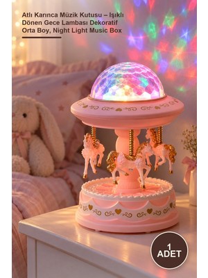 Yenilig 1 Adet Atlı Karınca Müzik Kutusu – Işıklı Dönen Gece Lambası Dekoratif Orta Boy, Night Light Music Box