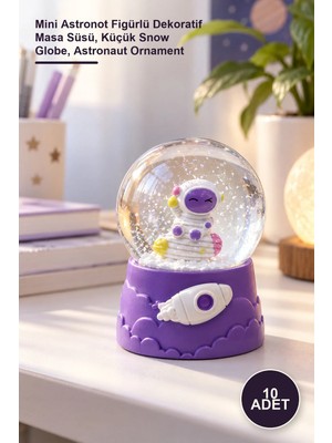 Yenilig 10 Adet Kar Küresi – Mini Astronot Figürlü Dekoratif Masa Süsü, Küçük Snow Globe, Astronaut Ornament