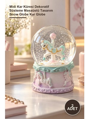Yenilig 2 Adet Atlı Karınca – Midi Kar Küresi Dekoratif Süsleme Masaüstü Tasarım Snow Globe Kar Globe