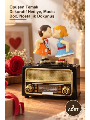 Yenilig 2 Adet Müzik Kutusu – Öpüşen Temalı Dekoratif Hediye, Music Box, Nostaljik Dokunuş