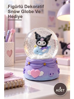 Yenilig 4 Adet Kuromi Midi Kar Küresi – Figürlü Dekoratif Snow Globe ve Hediye