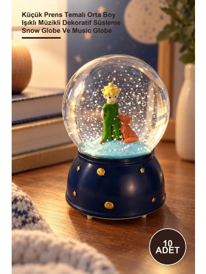 Yenilig 10 Adet Kar Küresi – Küçük Prens Temalı Orta Boy Işıklı Müzikli Dekoratif Süsleme Snow Globe ve Music Globe