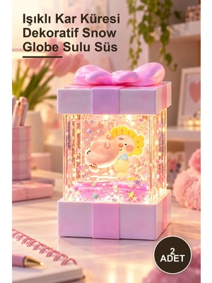 Yenilig 2 Adet Loopy Işıklı Sulu Küre – Işıklı Kar Küresi Dekoratif Snow Globe Sulu Süs