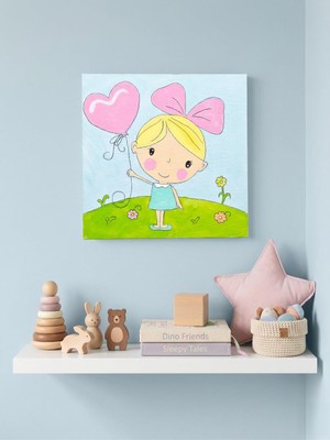 Str Store %100 El Yapımı Sevimli Akrilik Tablo - 20X20 cm Bebek Odası Dekoru