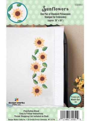 Str Store Tobin Damgalı Yastık Kılıfları, Ayçiçeği Yo, 50,8 cm x 76,2 cm Nakış Seti