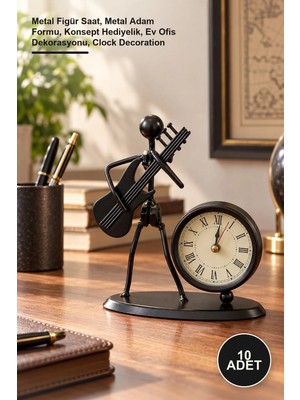 Yenilig 10 Adet Saatli Metal Adam Dekor – Metal Figür Saat, Metal Adam Formu, Konsept Hediyelik, Ev Ofis Dekorasyonu, Clock Decoration
