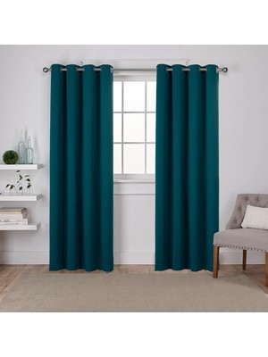 Str Store Curtains Saten Gt Fitilli Dokuma Oda Karartma Halkası Üst Perde Paneli Çifti, 52X96, Safir Deniz Mavisi, 2 Adet