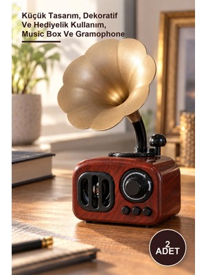 Yenilig 2 Adet Gramafon Müzik Kutusu – Küçük Tasarım, Dekoratif ve Hediyelik Kullanım, Music Box ve Gramophone