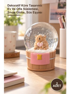 Yenilig 2 Adet Midi Kar Küresi – Dekoratif Küre Tasarımlı Ev ve Ofis Süslemesi, Snow Globe, Süs Eşyası