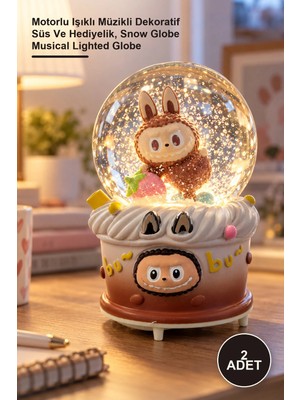 Yenilig 2 Adet Kar Küresi – Motorlu Işıklı Müzikli Dekoratif Süs ve Hediyelik, Snow Globe Musical Lighted Globe