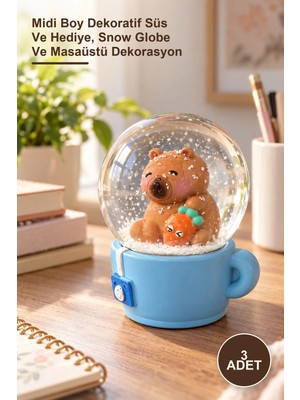 Yenilig 3 Adet Kar Küresi – Midi Boy Dekoratif Süs ve Hediye, Snow Globe ve Masaüstü Dekorasyon