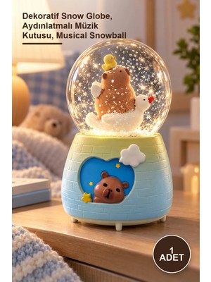Yenilig 1 Adet Motorlu Işıklı Müzikli Kar Küresi – Dekoratif Snow Globe, Aydınlatmalı Müzik Kutusu, Musical Snowball