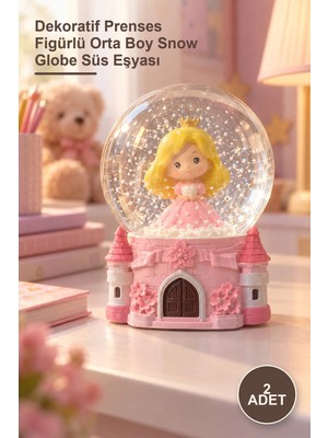 Yenilig 2 Adet Prenses Midi Kar Küresi – Dekoratif Prenses Figürlü Orta Boy Snow Globe Süs Eşyası
