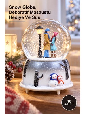 Yenilig 10 Adet Motorlu Kar Küresi – Snow Globe, Dekoratif Masaüstü Hediye ve Süs