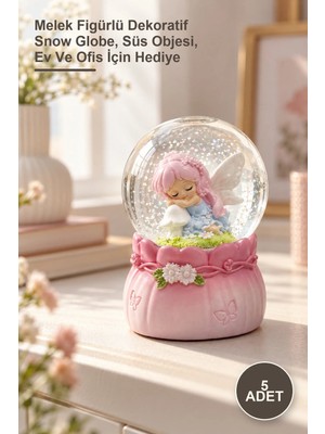 Yenilig 5 Adet Midi Kar Küresi – Melek Figürlü Dekoratif Snow Globe, Süs Objesi, Ev ve Ofis Için Hediye