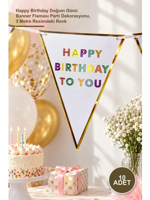 Yenilig 10 Adet Flama Bayrak Süs – Happy Birthday Doğum Günü Banner Flaması Parti Dekorasyonu, 3 Metre Resimdeki Renk