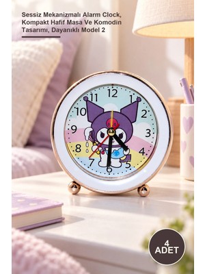 Yenilig 4 Adet Kuromi Çalar Saat – Sessiz Mekanizmalı Alarm Clock, Kompakt Hafif Masa ve Komodin Tasarımı, Dayanıklı Model 2