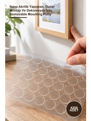 Yenilig 4200 Adet Çift Taraflı Yuvarlak Montaj Macunu – Nano Akrilik Yapışkan, Duvar Montajı ve Dekorasyon Için, Removable Mounting Putty