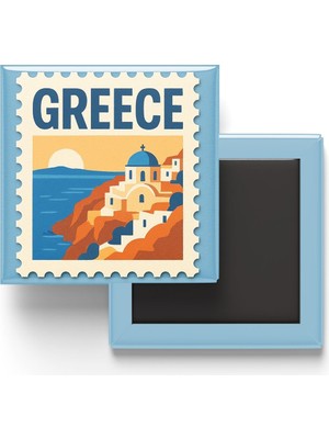Str Store Buzdolap Magneti Yunanistan Atina Renkli Posta Pulu Temalı - 9x9 cm