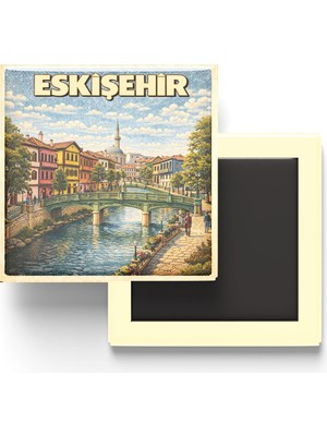 Str Store Buzdolap Magneti - Türkiye - Eskişehir - Retro Tema - 9x9 cm