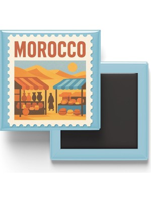Str Store Buzdolap Magneti Fas Rabat Renkli Posta Pulu Temalı - 9x9 cm