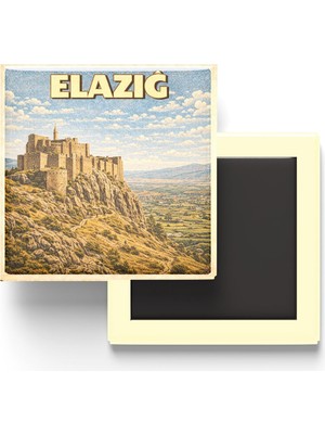 Str Store Buzdolap Magneti - Türkiye - Elazığ - Retro Tema - 9x9 cm