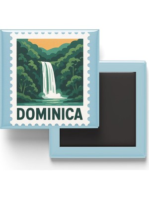 Str Store Buzdolap Magneti Dominika Roseau Renkli Posta Pulu Temalı - 9x9 cm