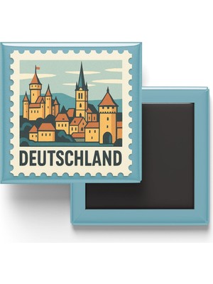 Str Store Buzdolap Magneti Almanya Berlin Renkli Posta Pulu Temalı - 9x9 cm