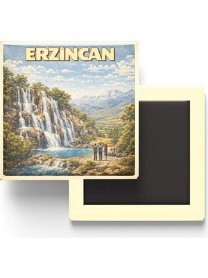 Str Store Buzdolap Magneti - Türkiye - Erzincan - Retro Tema - 9x9 cm