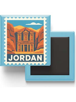 Str Store Buzdolap Magneti Ürdün Amman Renkli Posta Pulu Temalı - 9x9 cm