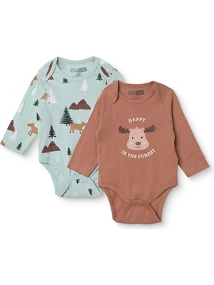 Hellobaby Erkek Bebek 2li Body Çıtçıtlı Zarf Yaka Long Sleeve