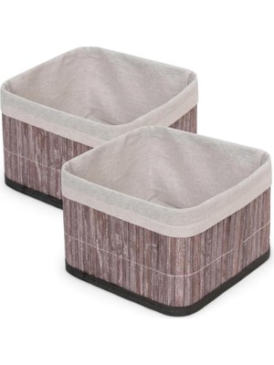 Toyigoo Bambu Çok Amaçlı Saklama Kutusu Düzenleyici Kare Organizer, Dekoratif Bambu Düzenleyici Gri (20X20X13CM) (2 Adet)