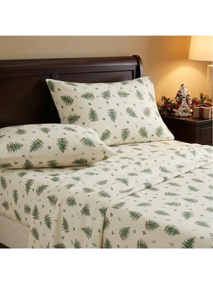 Toyigoo Avanti Linens - King Sheets, Rahat Ev ve Tatil Dekoru ( Christmas Tree Koleksiyonu), Fildişi
