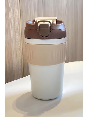 Toyigoo 316 L Çelik Kahverengi 450 ml Pipetli Soğuk Sıcak Kahve El Termos Mug CIN847KHV