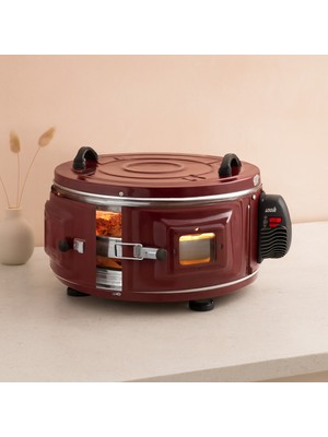 Toyigoo Yuvarlak Davul Fırın 1100W 46 cm - Alüminyum Tepsi, Ön Gözlem Camı