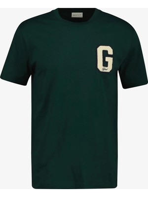 Gant Erkek Yeşil Regular Fit Bisiklet Yaka Logolu T-Shirt