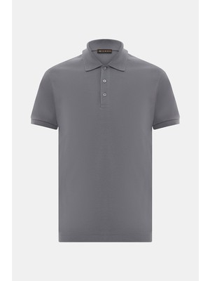 Vakko Gri Polo Yaka Kısa Kollu T-Shirt
