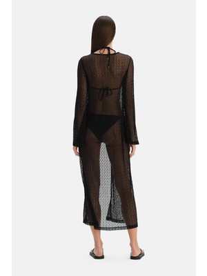 Dagi Black Lace Long Kimono