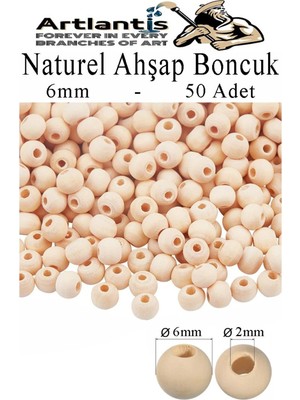 Naturel Ahşap Boncuk 6mm 50 Li 1 Paket Ham Boyanabilir Ahşap Yuvarlak Doğal Boncuklar Takı Tasarım E