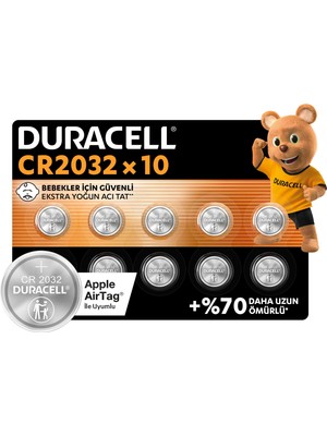 Duracell 2032 Lithium 3V Kartela 10'lu Pil