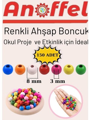 Renkli Ahşap Boncuk 8mm 150 Li1 Paket Renkli Ahşap Boyalı Yuvarlak Doğal Boncuklar Saç Takı Tasarım