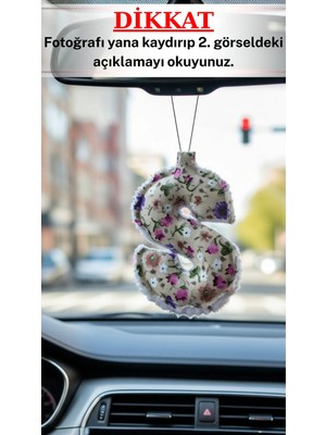 Araba Dikiz Ayna Süsü Harf Kumaş Alfabe -(Fotoğraftaki S Harfi Anahtarlık Temsilidir)