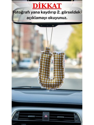 Araba Dikiz Ayna Süsü Harf Kumaş Alfabe -(Fotoğraftaki U Harfi Anahtarlık Temsilidir)
