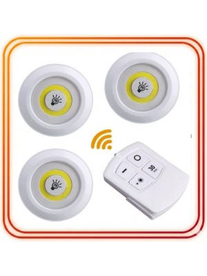 BURADABULDUN LED Gece Lambası Seti – 3’lü Yuvarlak, Kumandalı Dokunmatik, Pilli LED