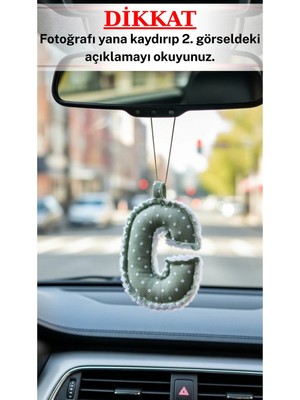 Araba Dikiz Ayna Süsü Harf Kumaş Alfabe -(Fotoğraftaki C Harfi Anahtarlık Temsilidir)