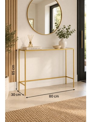 Teknor Gold Metal Şeffaf Camlı Modern Dresuar 80cm